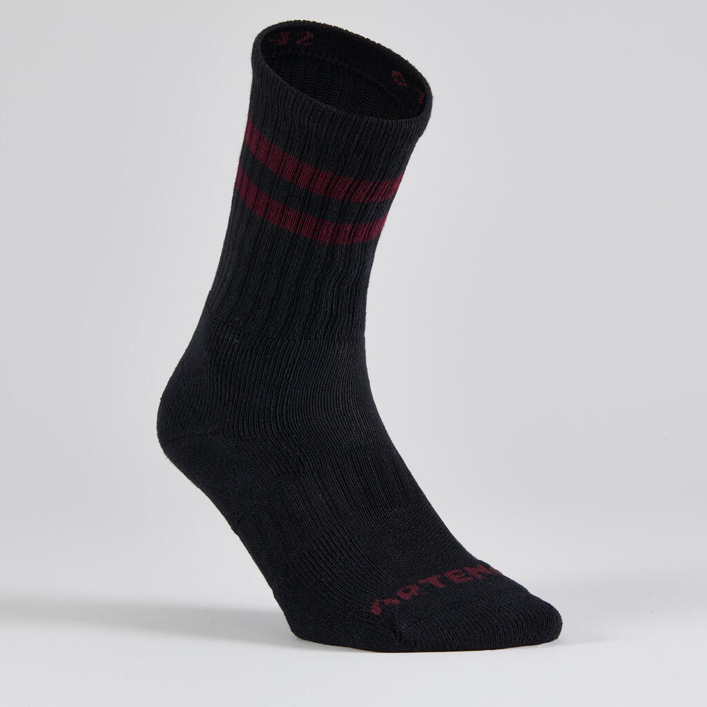 Tennissocken rs 500 high 4er-pack schwarz mit aufdruck