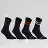 Športové ponožky RS 500 vysoké čierne s pásikmi (4 páry)