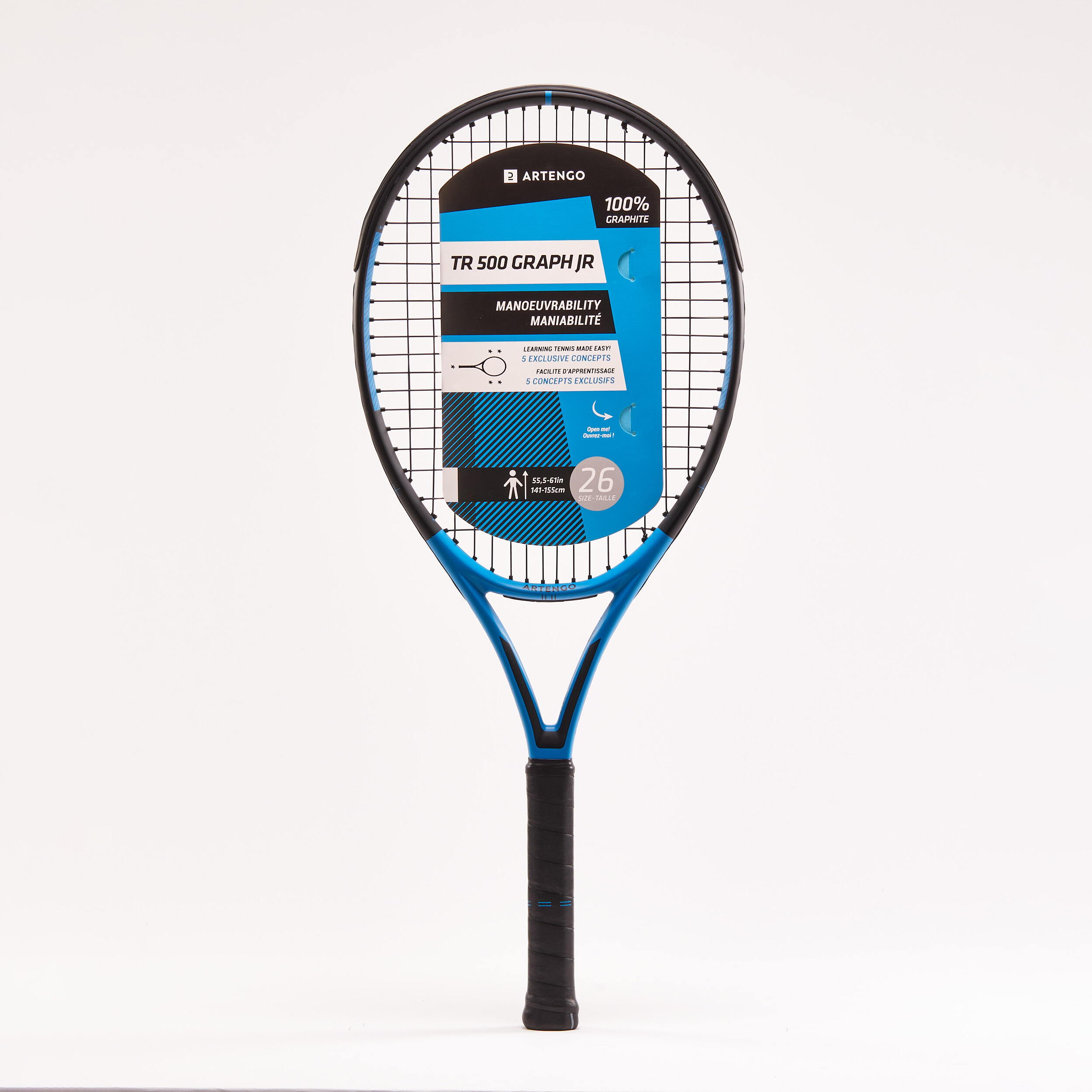 Kids Graphite Tennis Racket 26in -TR500 Blue 245 g