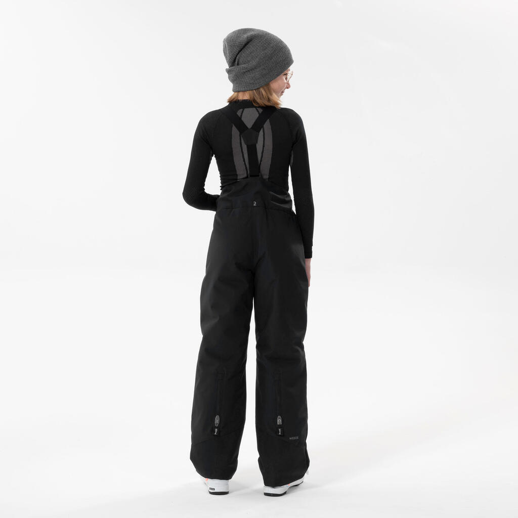 Pantalon de ski chaud et imperméable enfant 6-14 ans, 500 PNF noir