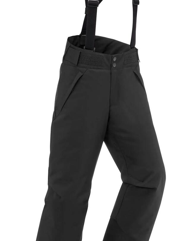 Nahaufnahme von der schwarzen Skihose Kinder warm wasserdicht - 500 PNF 