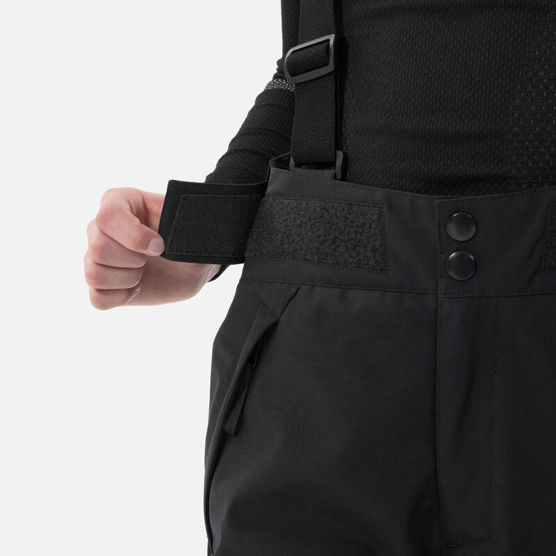 Pantalon reglabil, călduros și impermeabil schi 500 PNF Negru Copii 6-14 ani