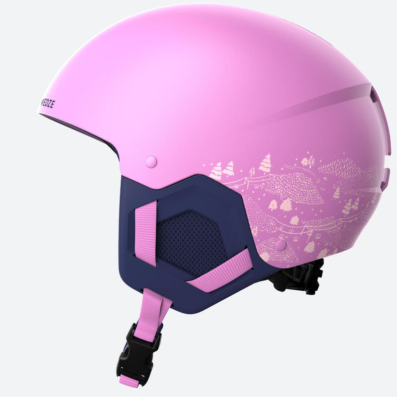 SKIHELM VOOR KINDEREN H-KID 500 ROZE MET MOTIEF