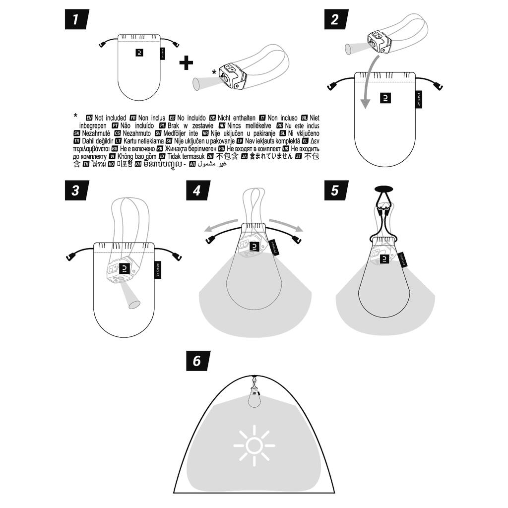 Light diffuser storage pouch for headlamp