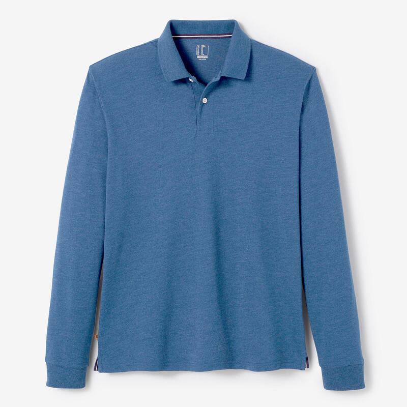 MEN'S GOLF LONG-SLEEVED POLO SHIRT - MW500 WHALE BLUE