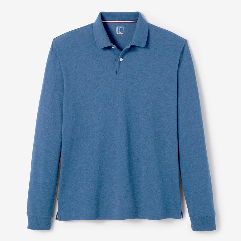 男款高爾夫長袖Polo衫MW500－鯨魚藍