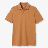 Men’s golf cotton short-sleeved polo shirt - MW500 Hazelnut