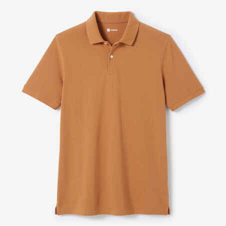 Men’s golf cotton short-sleeved polo shirt - MW500 Hazelnut