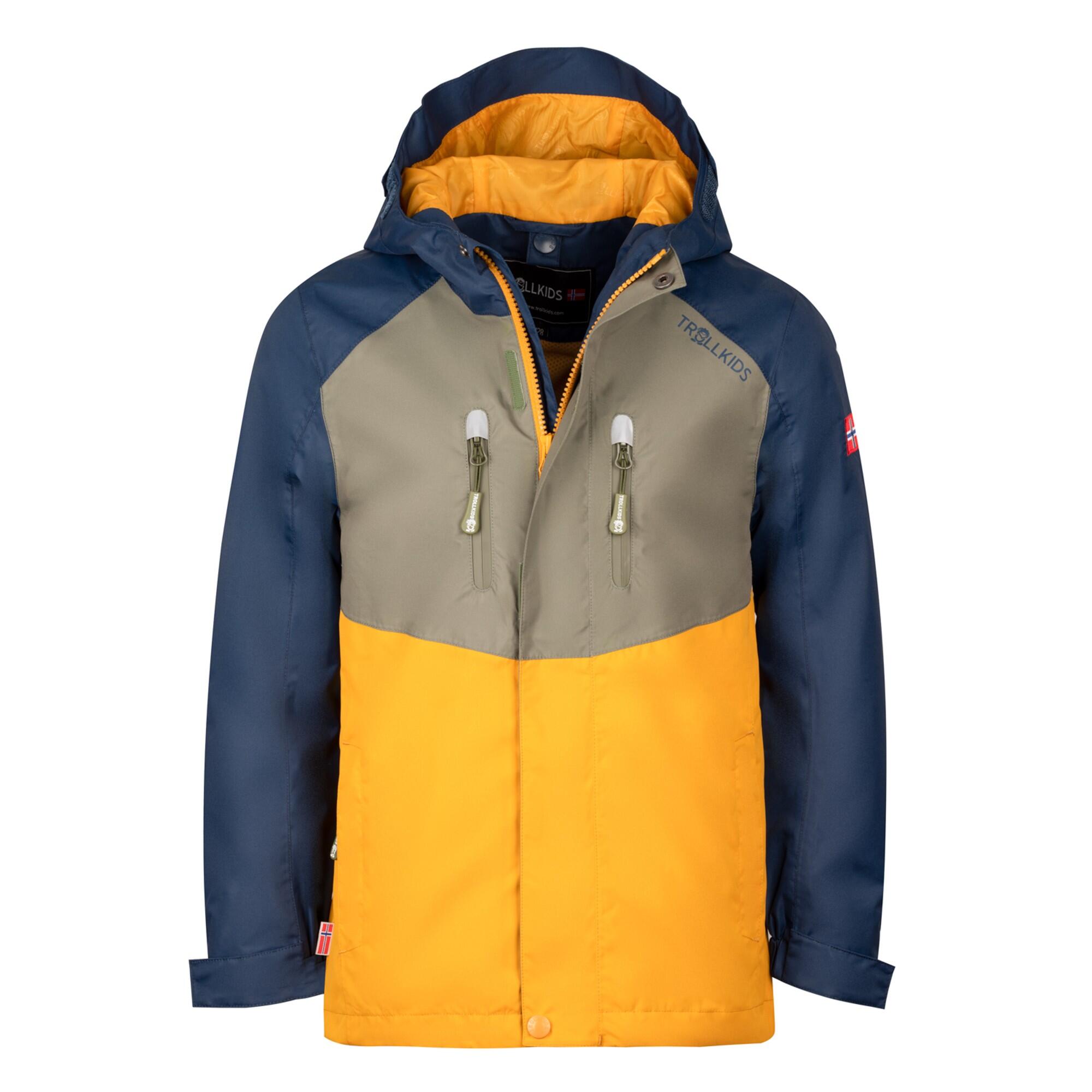 TROLLKIDS 3-in-1-Jacke Kinder Jungen wasserdicht Winterwandern - Bryggen blau/gelb