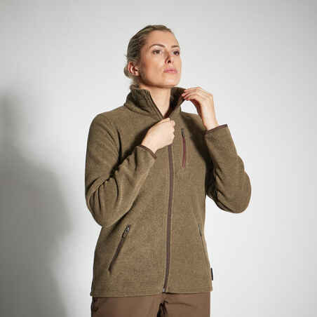 HUNTING WOMEN'S FLEECE WARM WATER-REPELLENT 500 BROWN