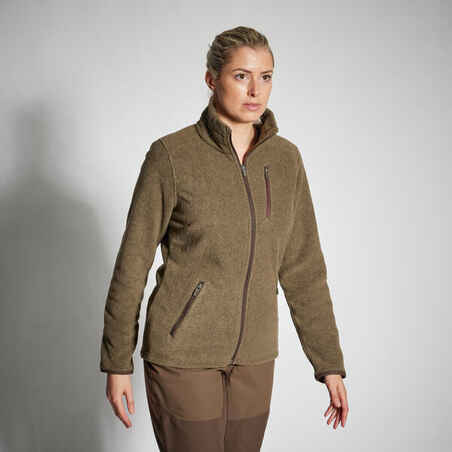 HUNTING WOMEN'S FLEECE WARM WATER-REPELLENT 500 BROWN