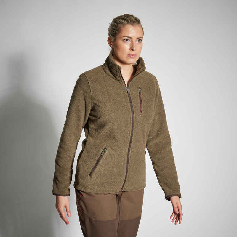 HUNTING WOMEN'S FLEECE WARM WATER-REPELLENT 500 BROWN