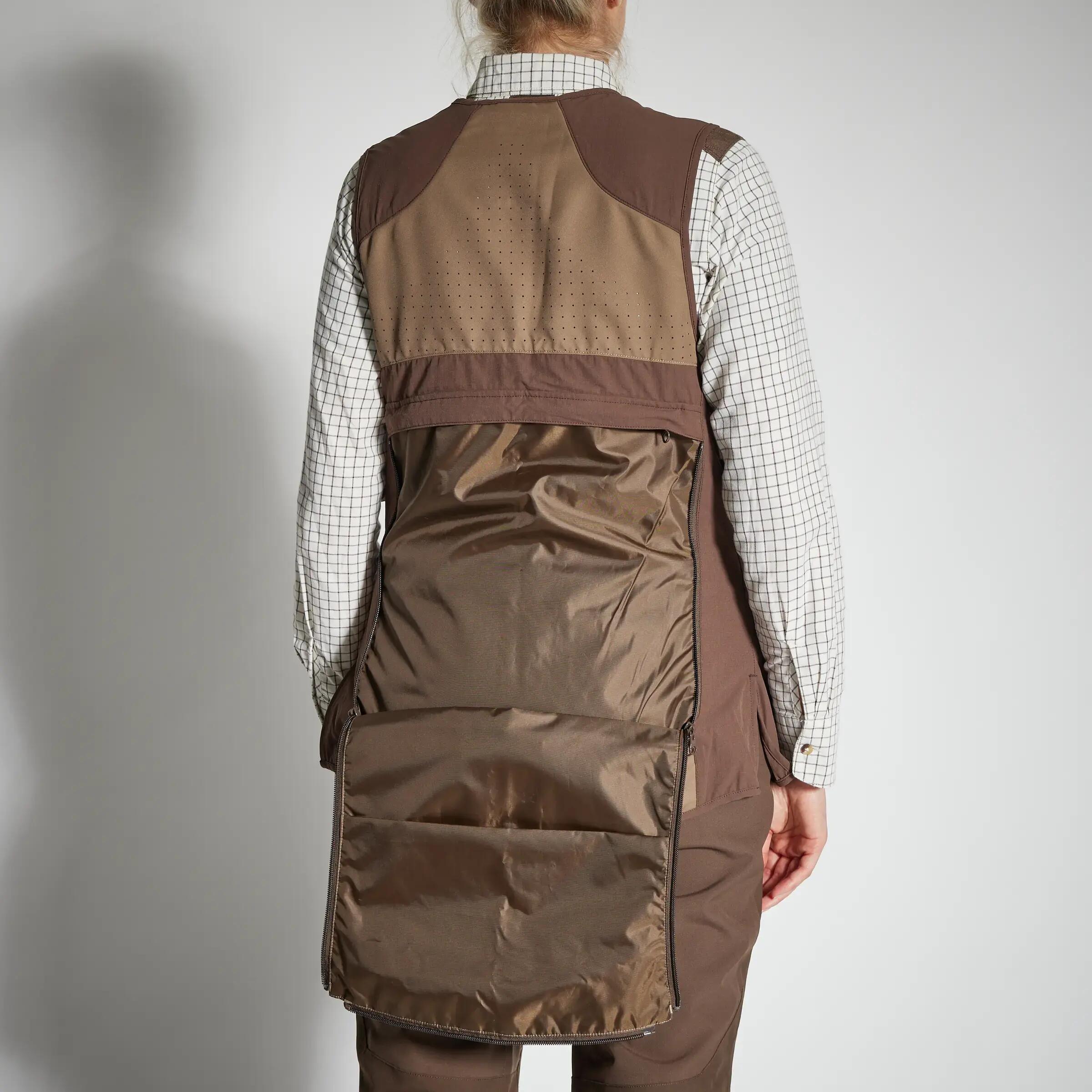 WOMEN'S HUNTING GILET 500 LIGHTWEIGHT BREATHABLE BROWN 12/16