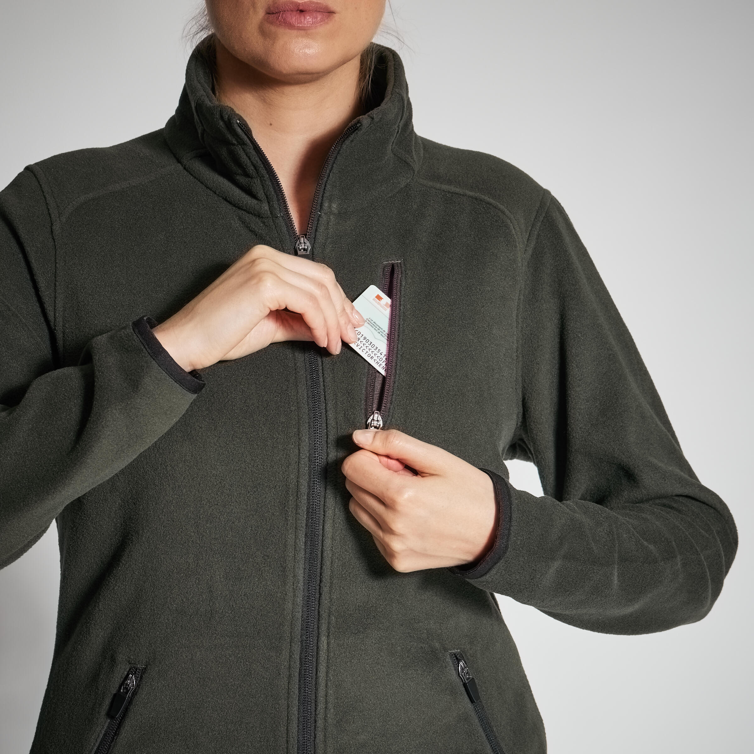 Forro polar caza 500 c lido perlante Mujer Solognac Decathlon
