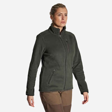 WOMEN'S HUNTING FLEECE WARM WATER-REPELLENT 500 GREEN