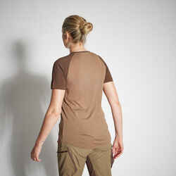 WOMEN’S SHORT SLEEVE T-SHIRT 500 LIGHTWEIGHT BREATHABLE BROWN