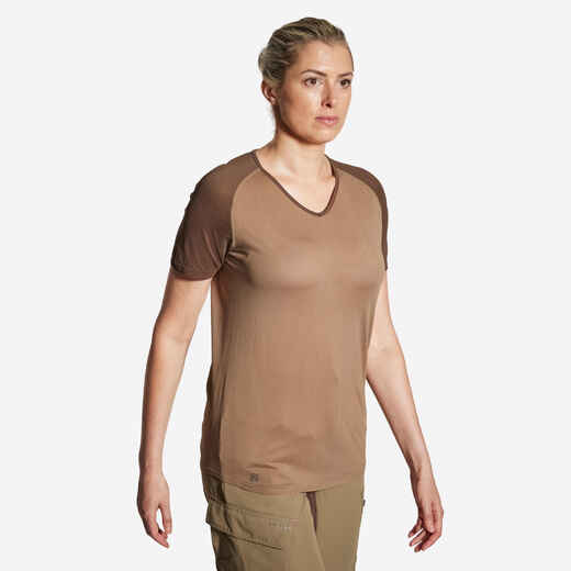 
      JAGD-T-SHIRT 500 DAMEN LEICHT ATMUNGSAKTIV BRAUN
  