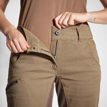 WOMEN'S BREATHABLE HUNTING TROUSERS 500 BROWN