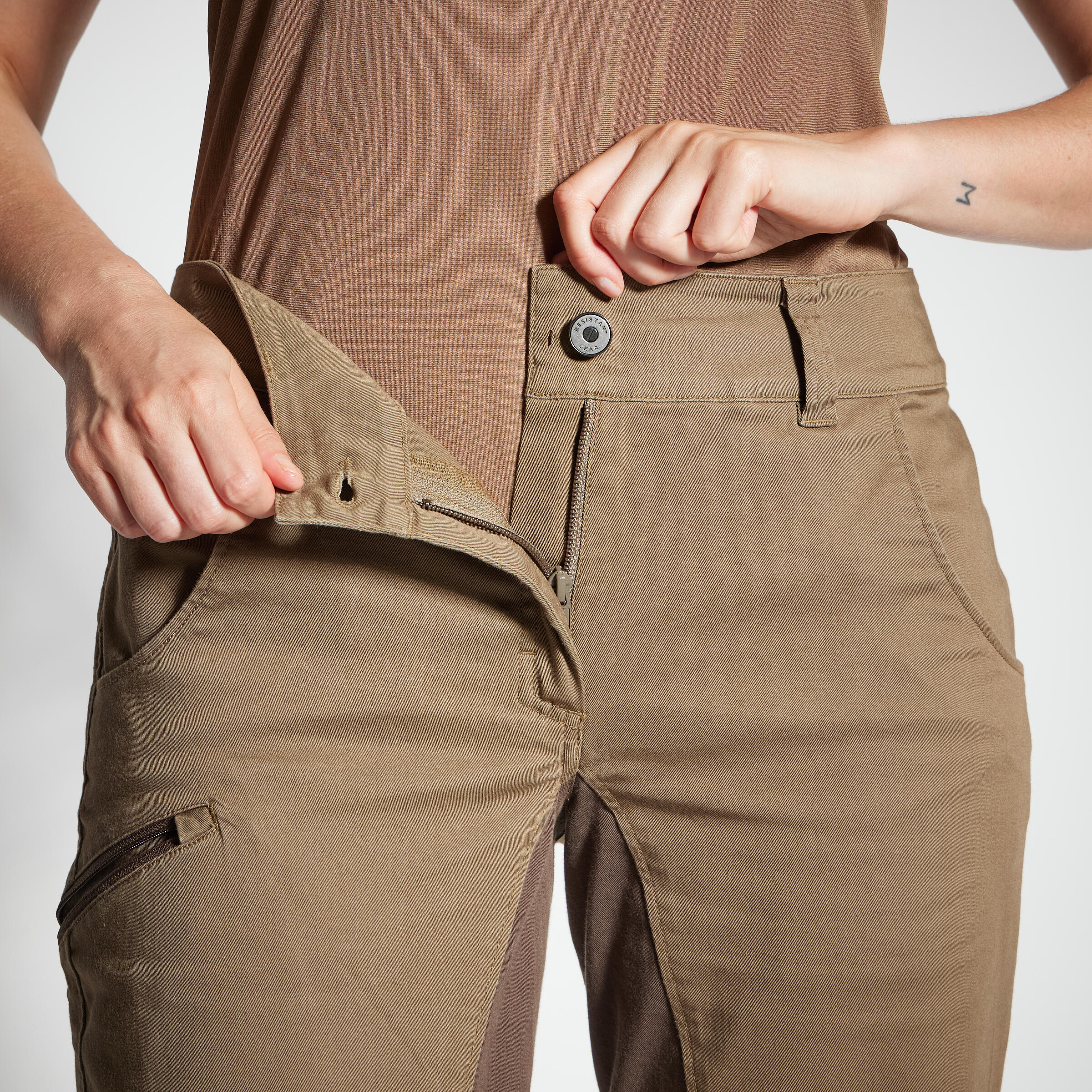 PANTALONI DA CACCIA TRASPIRANTI DONNA 500 MARRONE