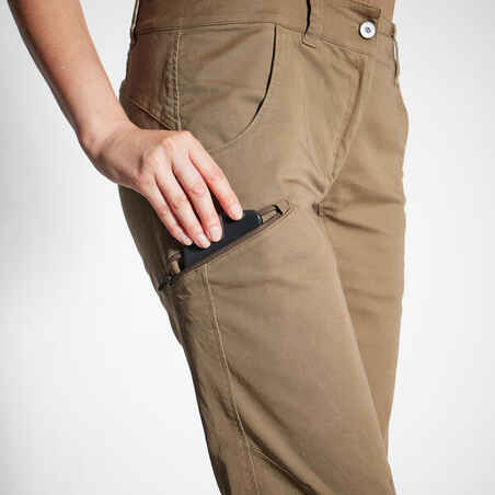 WOMEN'S BREATHABLE HUNTING TROUSERS 500 BROWN