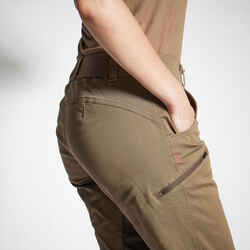 WOMEN'S BREATHABLE HUNTING TROUSERS 500 BROWN