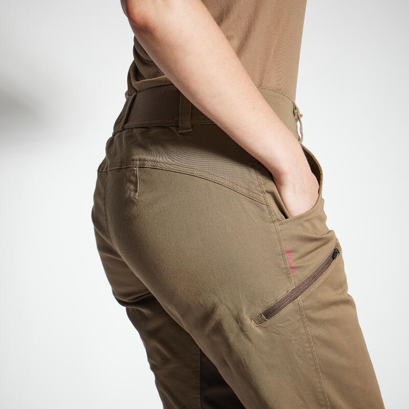 PANTALON CHASSE FEMME RESPIRANT 500 MARRON