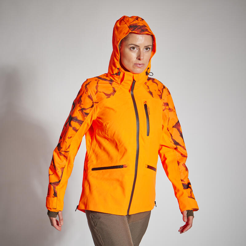 Giacca resistente impermeabile SUPERTRACK donna 500 arancione fluo