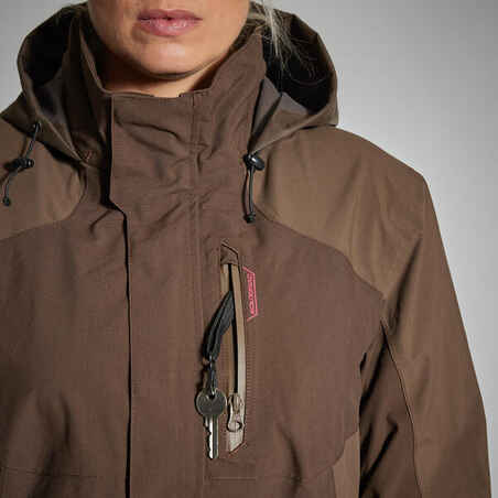 WOMEN'S WATERPROOF DURABLE JACKET 500 - BROWN