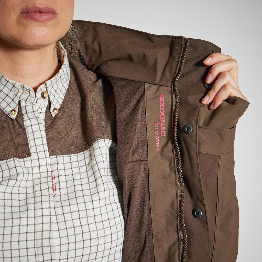 A waterproof jacket for women who enjoy hunting and other outdoor activities.