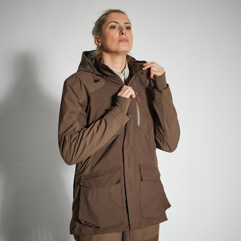 Jagd-Regenjacke 500 Damen strapazierfähig braun