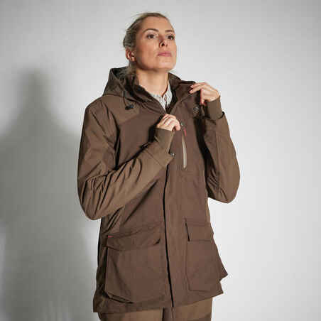 WOMEN’S WATERPROOF DURABLE TROUSERS 500 - BROWN