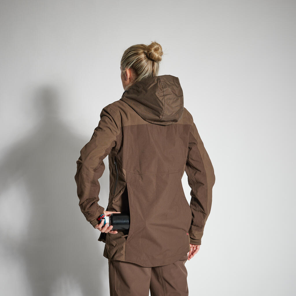 WOMEN'S WATERPROOF DURABLE JACKET 500 - BROWN