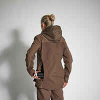 WOMEN'S WATERPROOF DURABLE JACKET 500 - BROWN