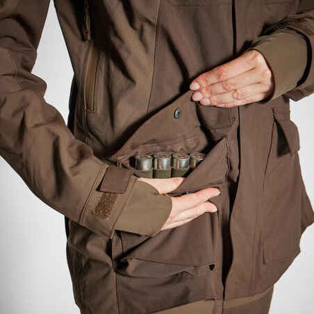 WOMEN'S WATERPROOF DURABLE JACKET 500 - BROWN