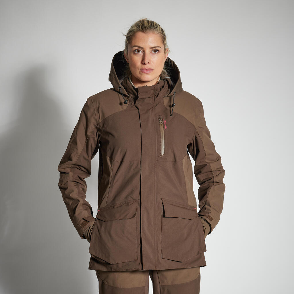 Jagd-Regenjacke 500 Damen strapazierfähig braun