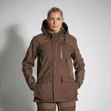 WOMEN’S WATERPROOF DURABLE TROUSERS 500 - BROWN