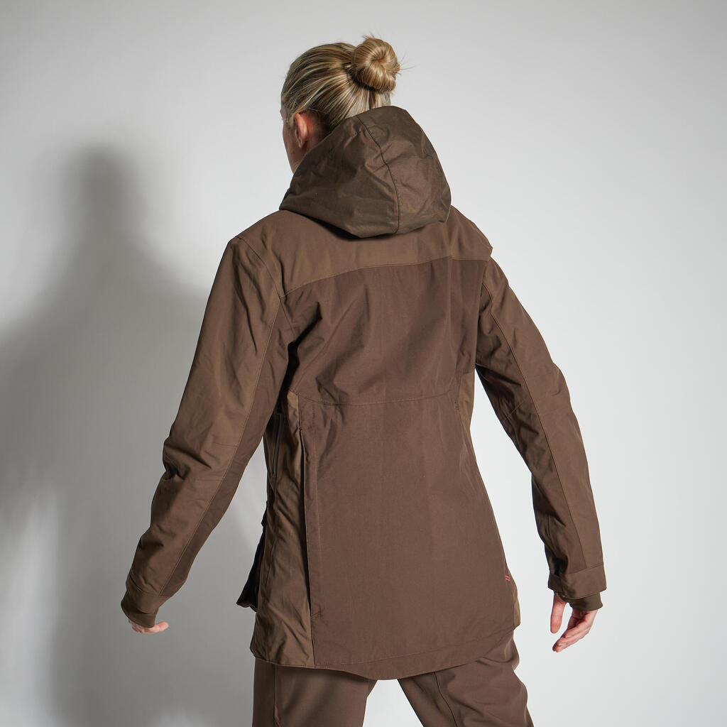 A waterproof jacket for women who enjoy hunting and other outdoor activities.