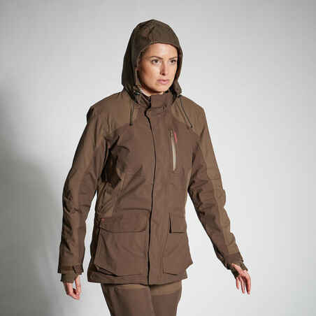WOMEN’S WATERPROOF DURABLE TROUSERS 500 - BROWN