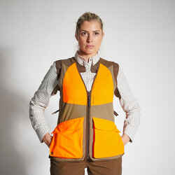 WOMEN'S GILET 500 LIGHTWEIGHT BREATHABLE BROWN/NEON