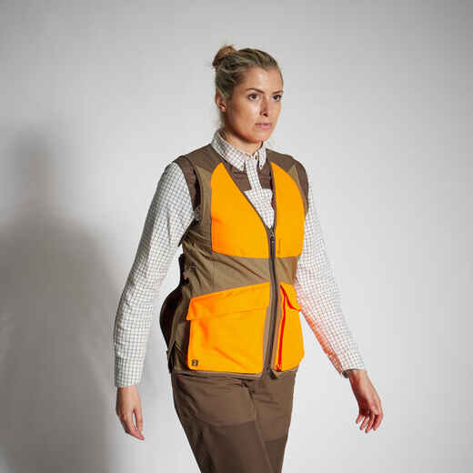 
      WOMEN'S GILET 500 LIGHTWEIGHT BREATHABLE BROWN/NEON
  