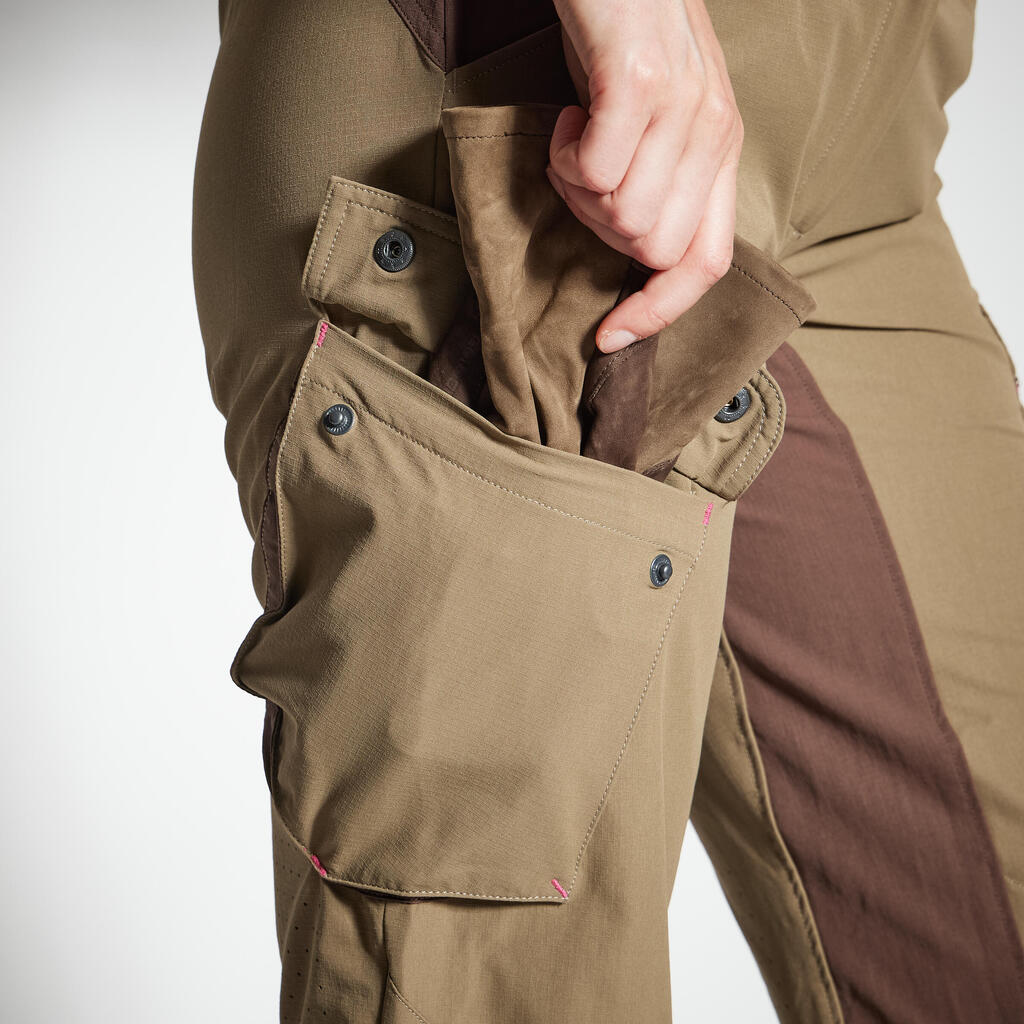 WOMEN'S TROUSERS 500 LIGHTWEIGHT BREATHABLE BROWN