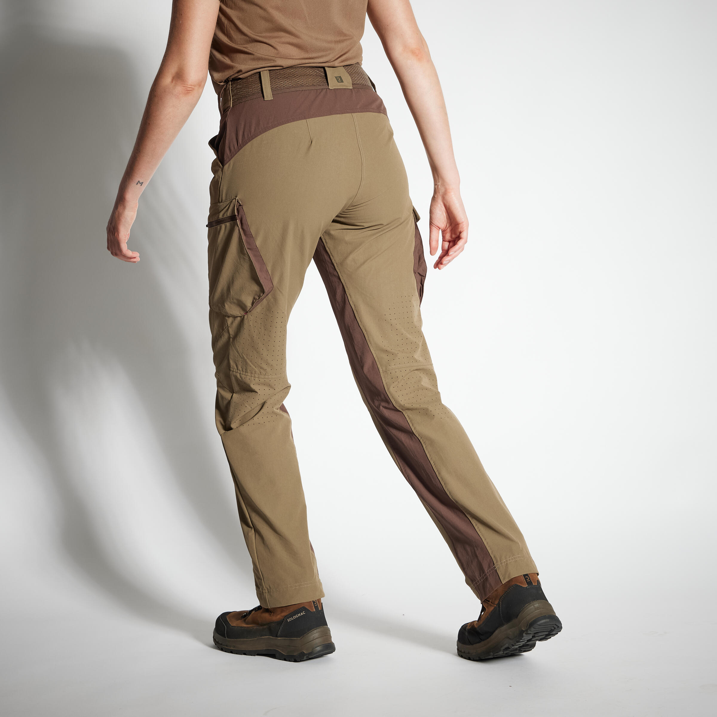 WOMEN'S TROUSERS 500 LIGHTWEIGHT BREATHABLE BROWN 1/8
