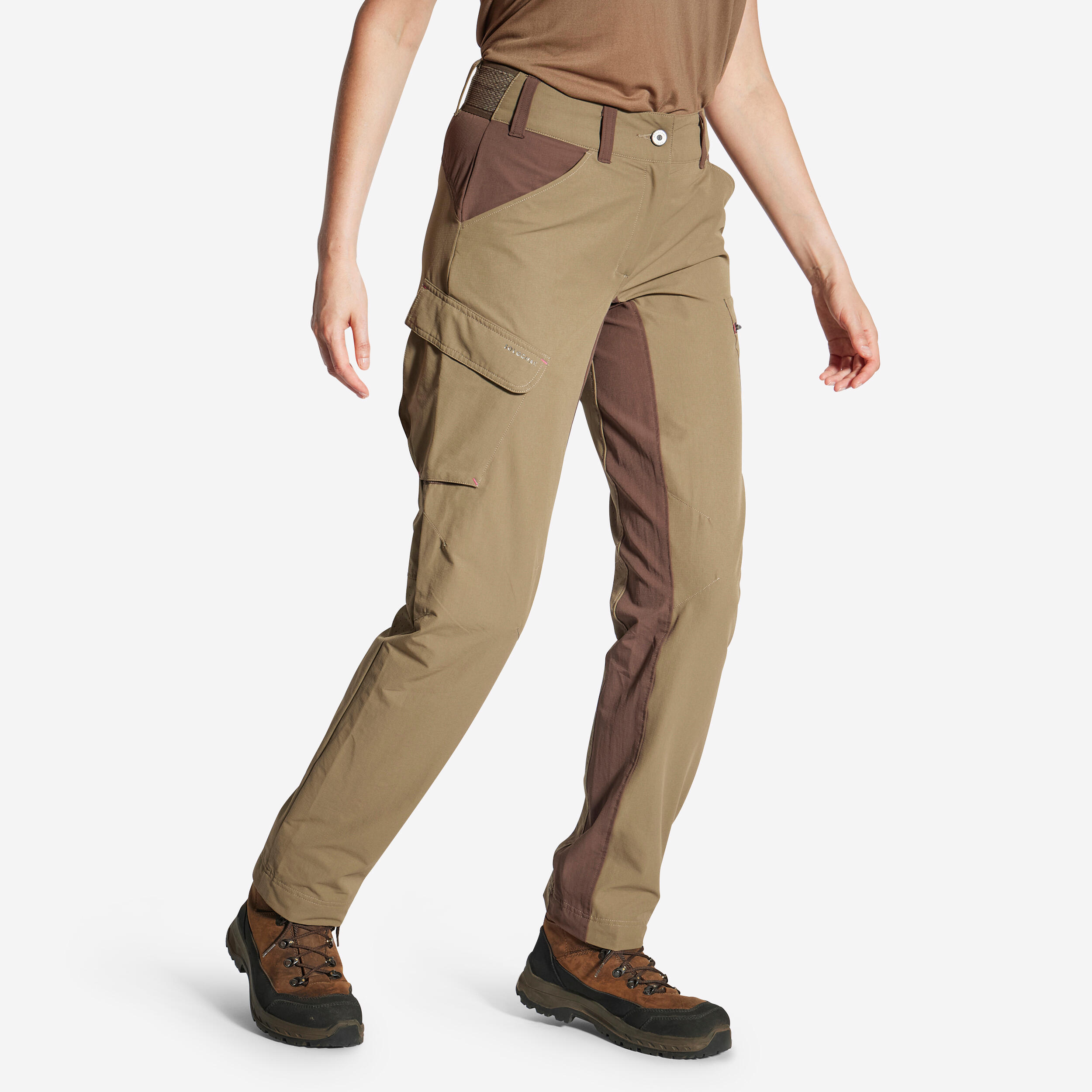 WOMEN'S TROUSERS 500 LIGHTWEIGHT BREATHABLE BROWN 2/8