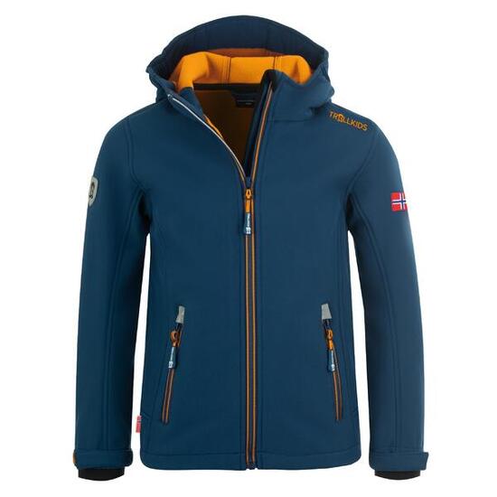 Trollkids Softshelljacke Kinder - Trollfjord blau/orange