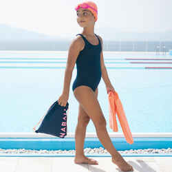 START 100 GIRL'S SWIMMING SET - NAVY/CORAL (BAG, TOWEL, GOGGLES, CAP, SWIMSUIT)