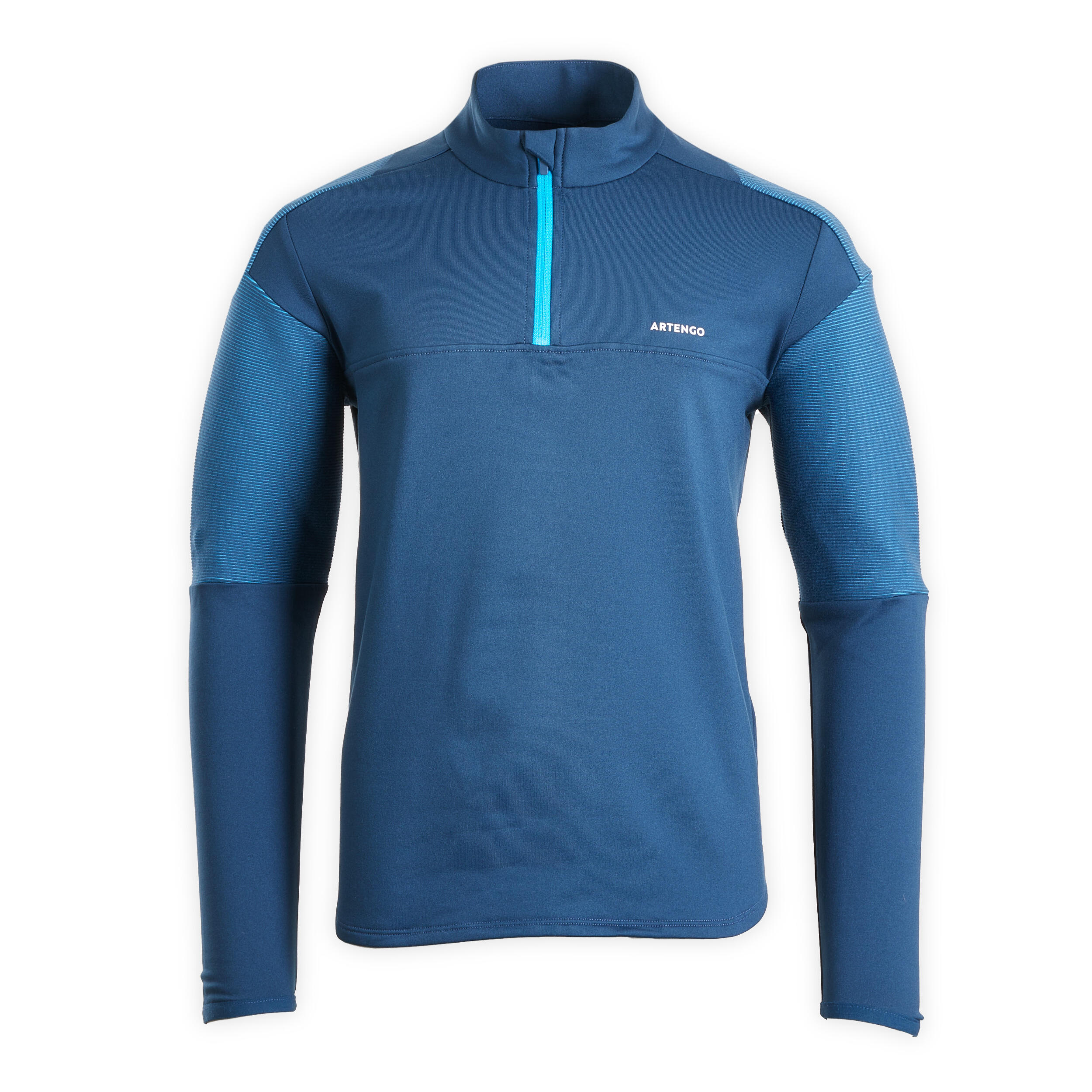 Boys' Thermic 1/2 zip long-sleeved tennis shirt turquoise