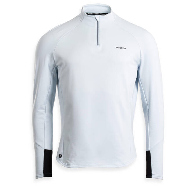 Men's Tennis Long-Sleeved 1/2 Zip Sweatshirt Thermic - Light Grey
