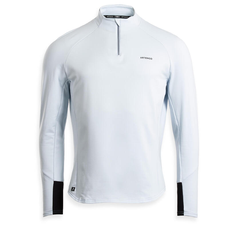Camiseta de tenis manga larga hombre Artengo TSW TH 1/2 cremallera gris claro