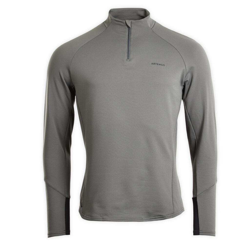 Sweat de tennis manches longues Homme - Thermic 1/2 ZIP Vert de Gris