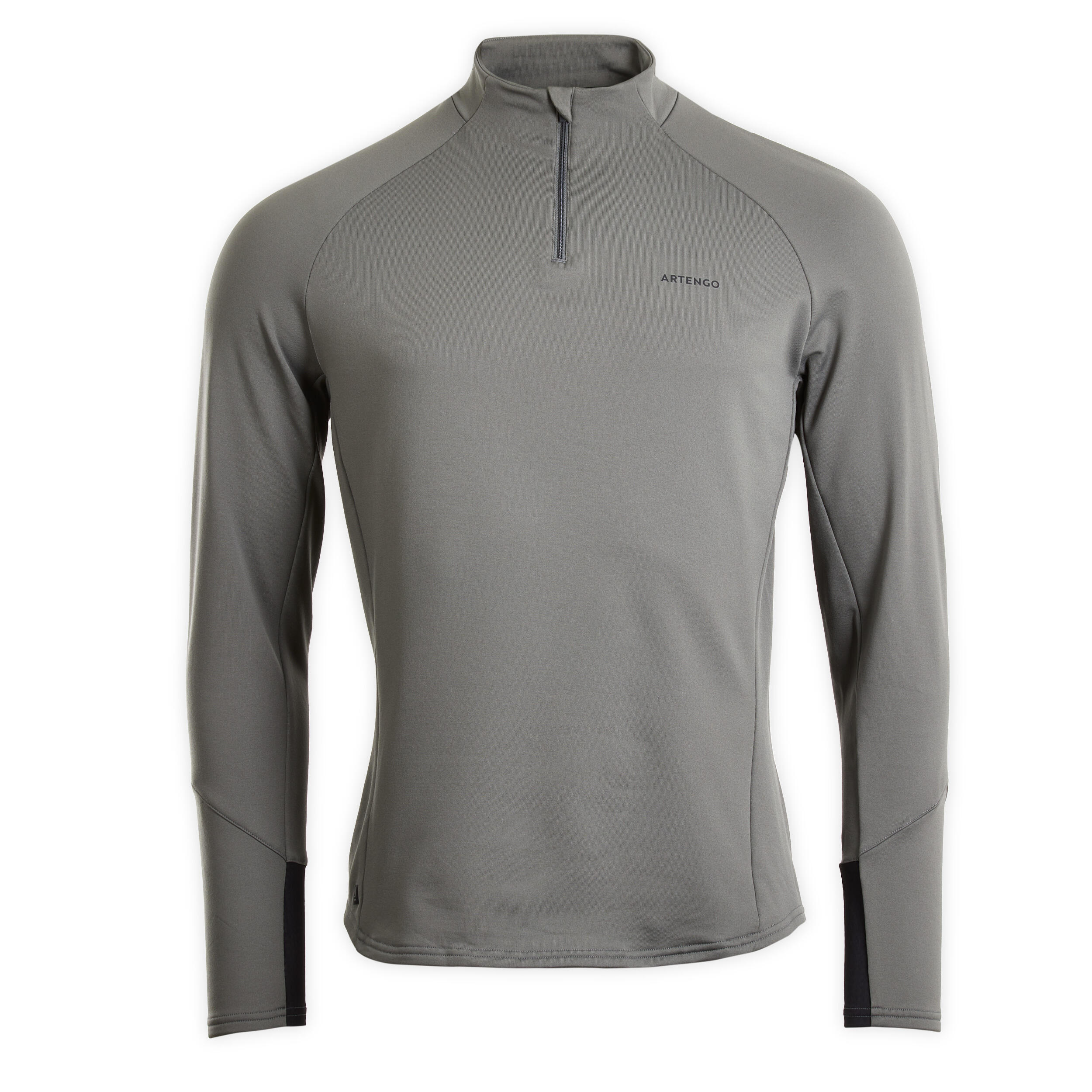 Men Tennis Long-Sleeved Warm 1/2 Zip Top - Grey/Khakhi